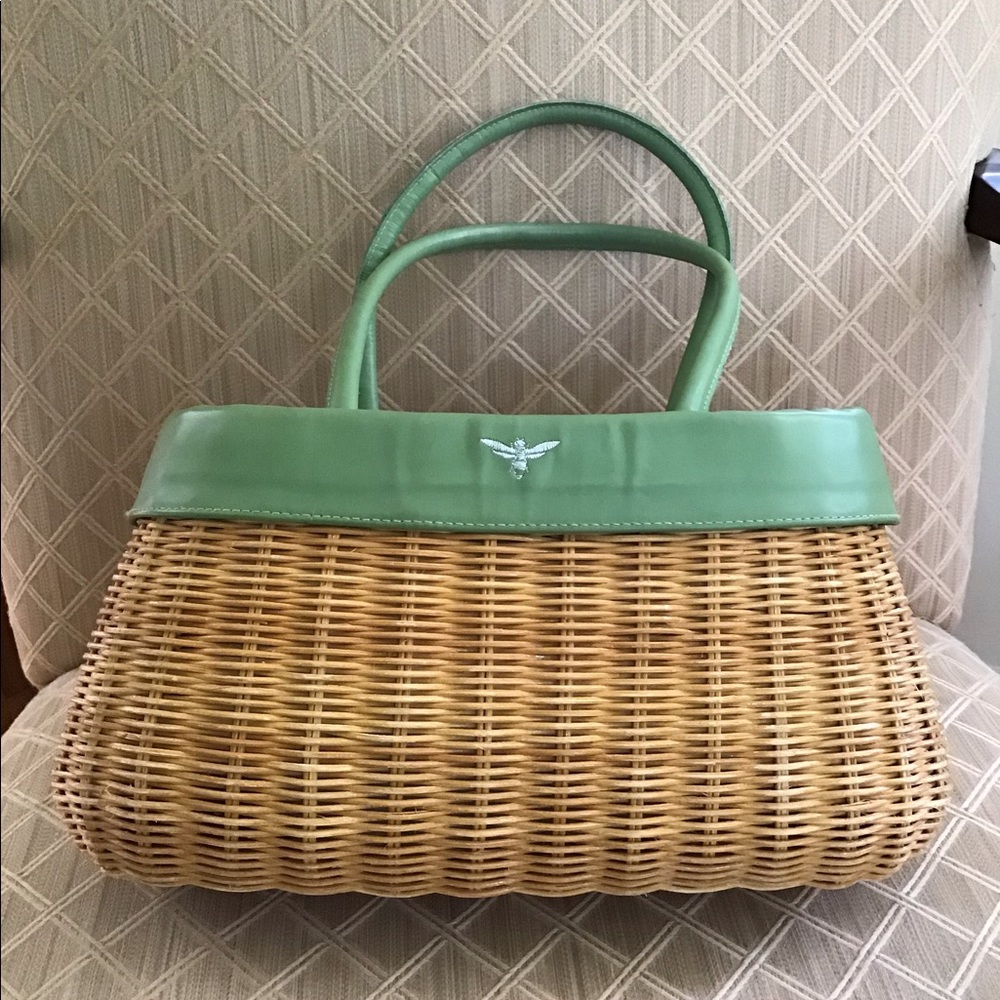 Buzz by Jane Fox Wicker & Leather Handbag